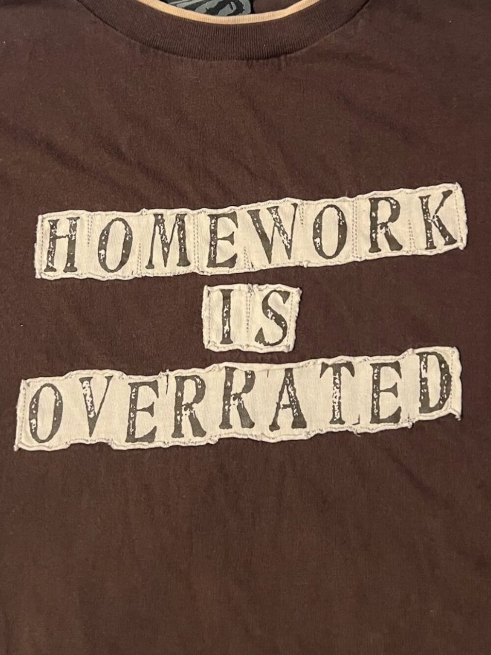 Vintage Y2K R2 Randy Homework Is Overrated Layered Tee - Picture 3 of 8